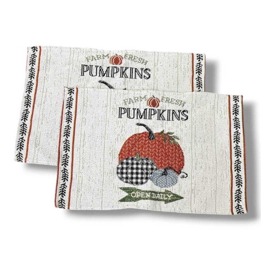 Farm Fresh Pumpkins Placemats Set of 2 Tapestry Fall Country Cottage Kitchen